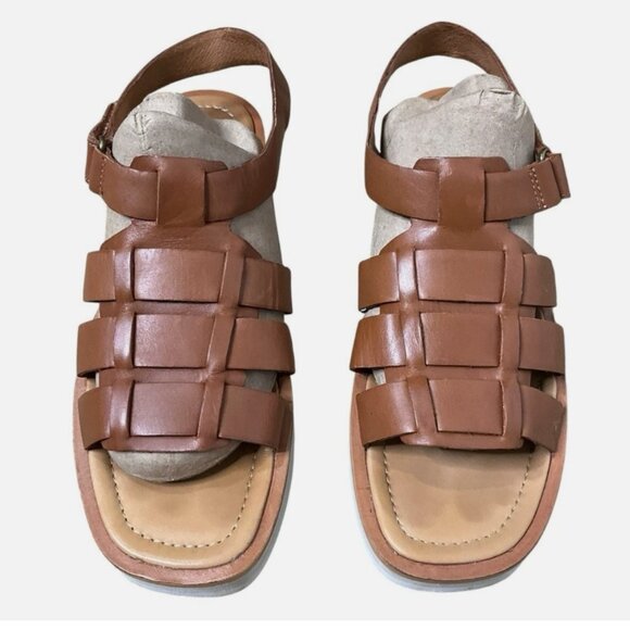 Madewell Sandals Fisherman Flatform Woven Leather ND965 Brown Size 8 - Picture 2 of 6